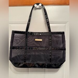 Giorgio Beverly Hills Vintage Patented Black Vinyl & Fine Mesh Tote Travel Bag
